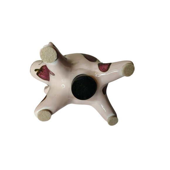 Pati Handpainted Ceramic Pig Coin Bank, Strawberry Pink, w/Stopper Piggy - Picture 7 of 7